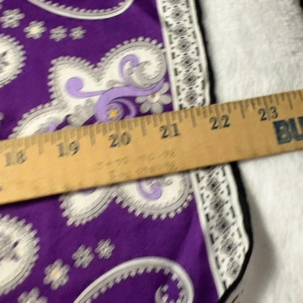 Vtg ANNA SUI Scarf Handkerchief Paisley Butterfly Purple 22